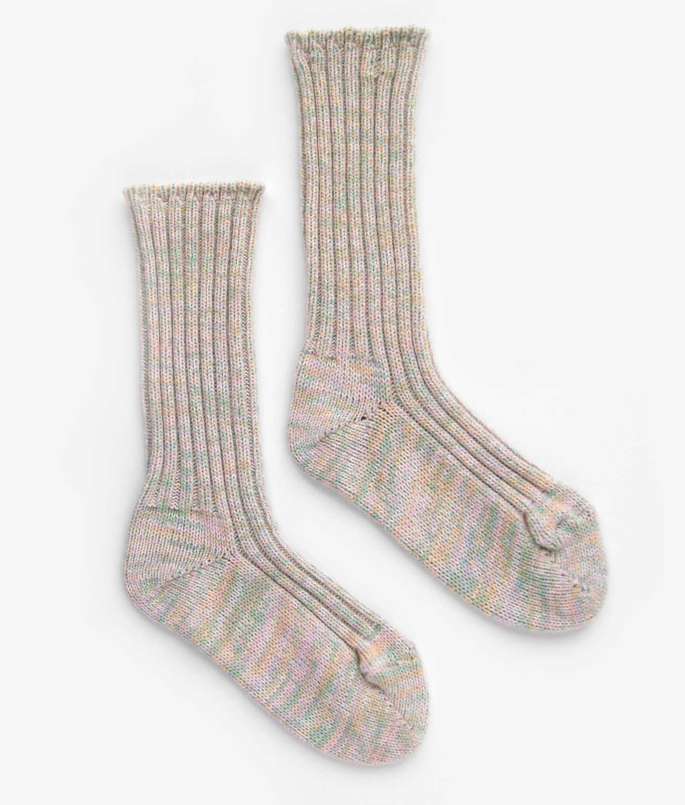 Winter rib knit socks in pastel colors, made of wool and cotton, thick and long, by Okayok socks Canada.