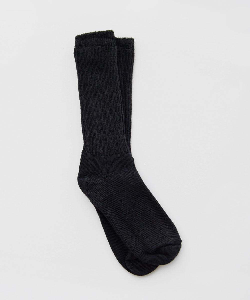 Long cotton socks in black, by Okayok socks Canada.