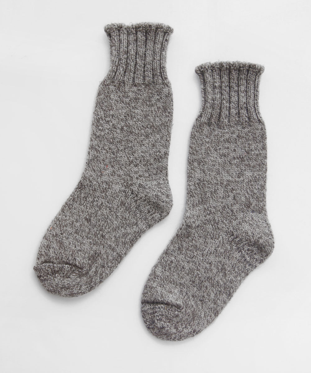 100% wool winter socks in grey, by Okayok socks Canada.